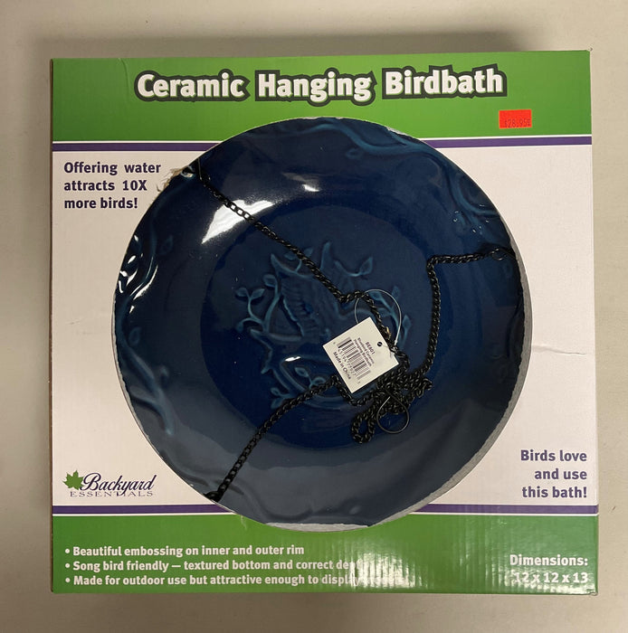 CERAMIC HANGING BIRD BATH BLUE