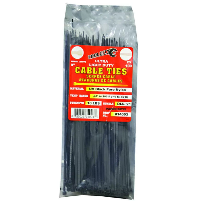 100PC BLACK 8" 18# LIGHT
