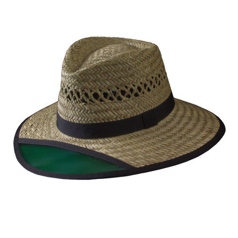 STRAW HAT WITH GREEN VISOR L