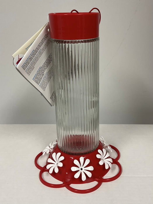 RIBBED ROSE GLASS HUMMINGBIRD