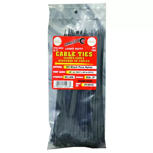 100PC BLACK 8" 40# LIGHT