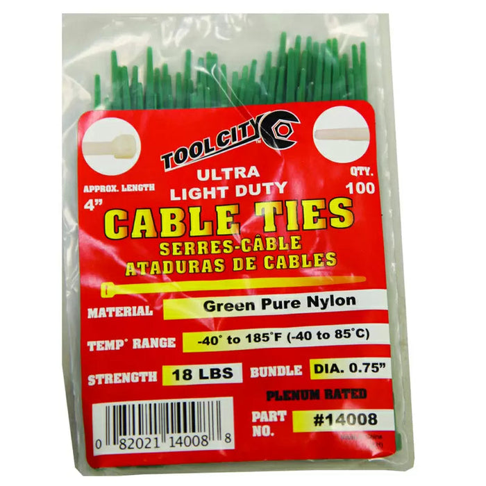 100 PIECE GREEN 4" 18# LIGHT